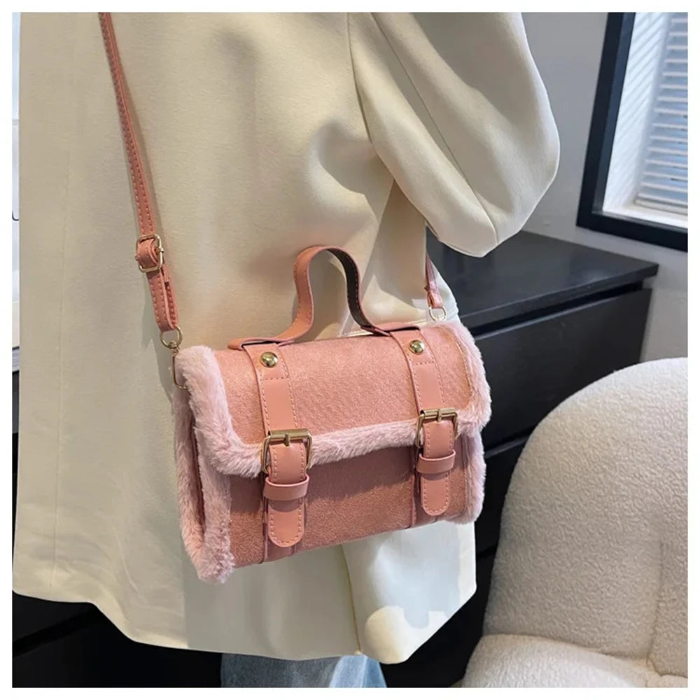 Fashionable Lamb Plush Velvet Bag Plush Shoulder Bag Women's Bag New Collection Versatile Single Strap Crossbody Handbag