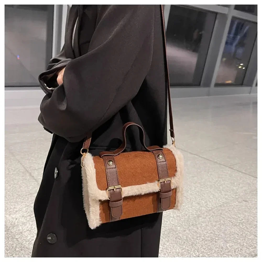Fashionable Lamb Plush Velvet Bag Plush Shoulder Bag Women's Bag New Collection Versatile Single Strap Crossbody Handbag