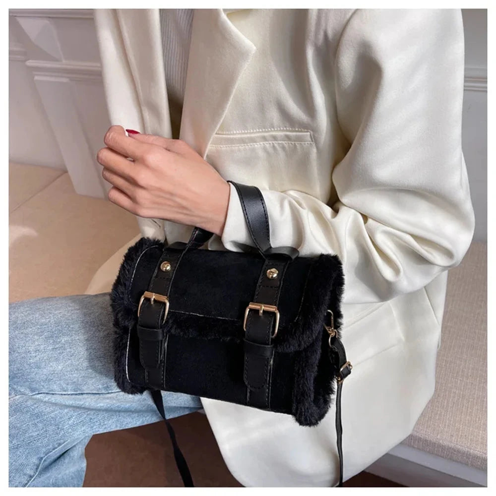 Fashionable Lamb Plush Velvet Bag Plush Shoulder Bag Women's Bag New Collection Versatile Single Strap Crossbody Handbag