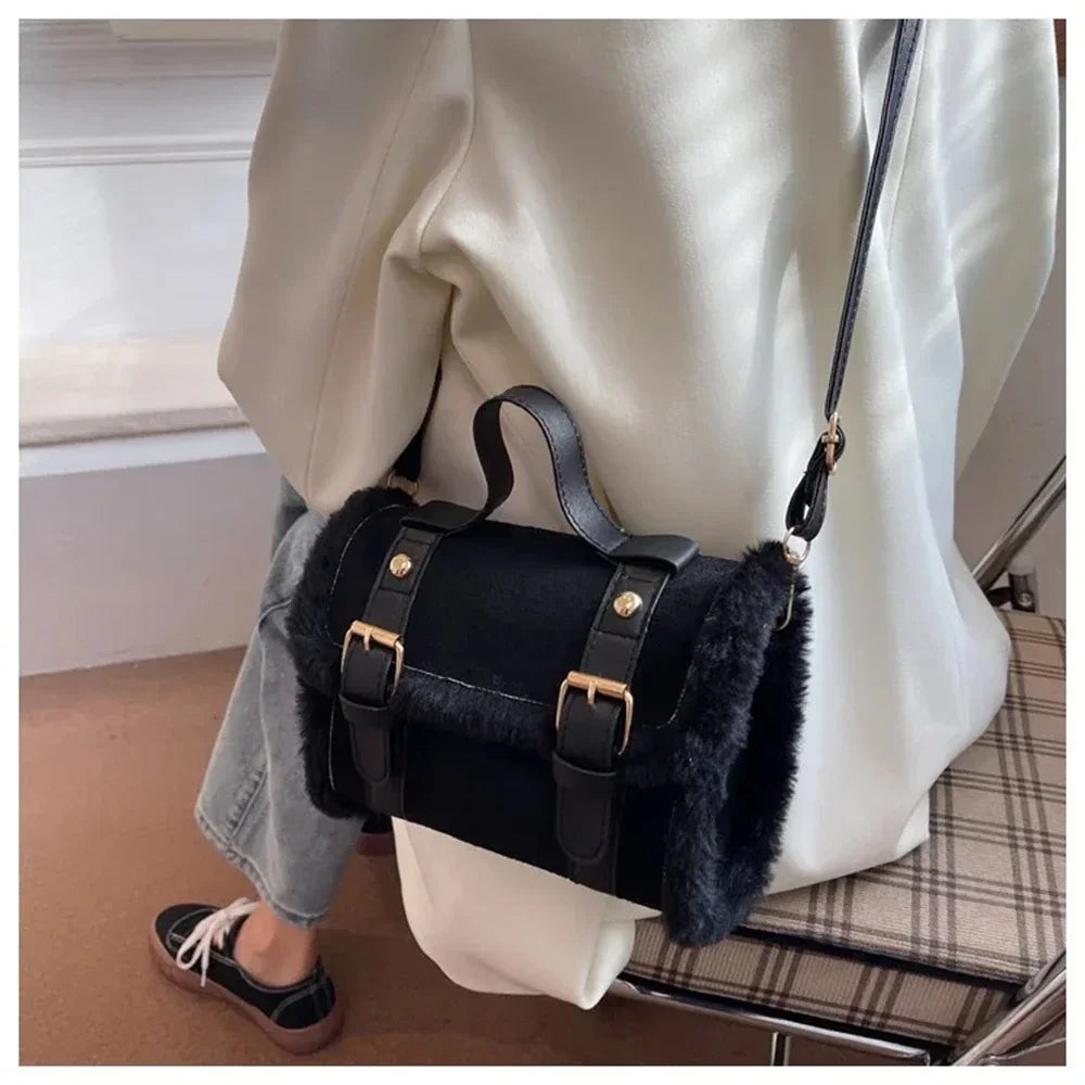 Fashionable Lamb Plush Velvet Bag Plush Shoulder Bag Women's Bag New Collection Versatile Single Strap Crossbody Handbag
