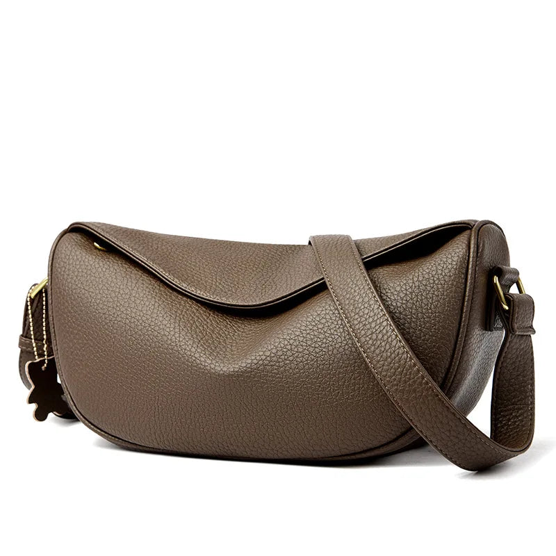 100% Genuine Leather Women Shoulder Bag Luxury Brand ladies Handbag Designers Half Moon Cowhide Female Messenger Bags bolsas