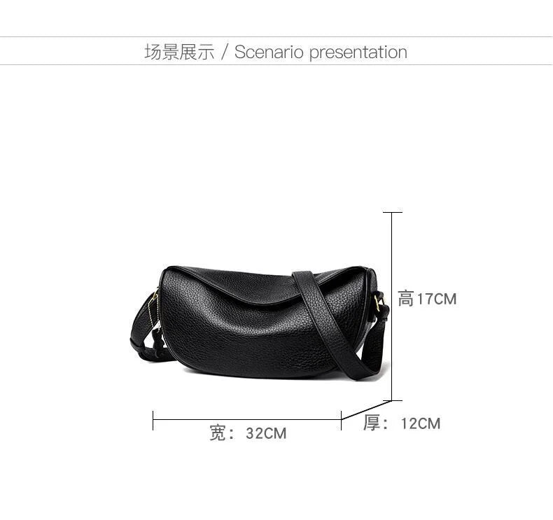 100% Genuine Leather Women Shoulder Bag Luxury Brand ladies Handbag Designers Half Moon Cowhide Female Messenger Bags bolsas