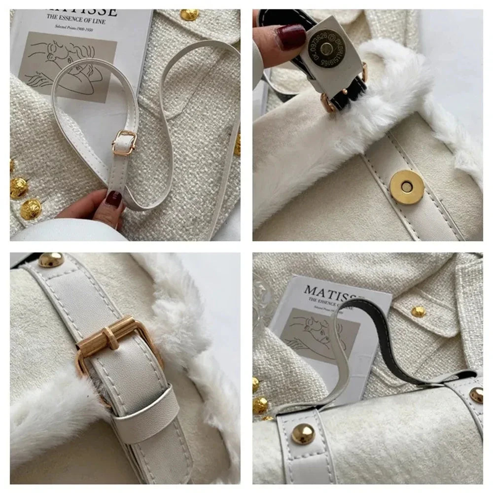 Fashionable Lamb Plush Velvet Bag Plush Shoulder Bag Women's Bag New Collection Versatile Single Strap Crossbody Handbag