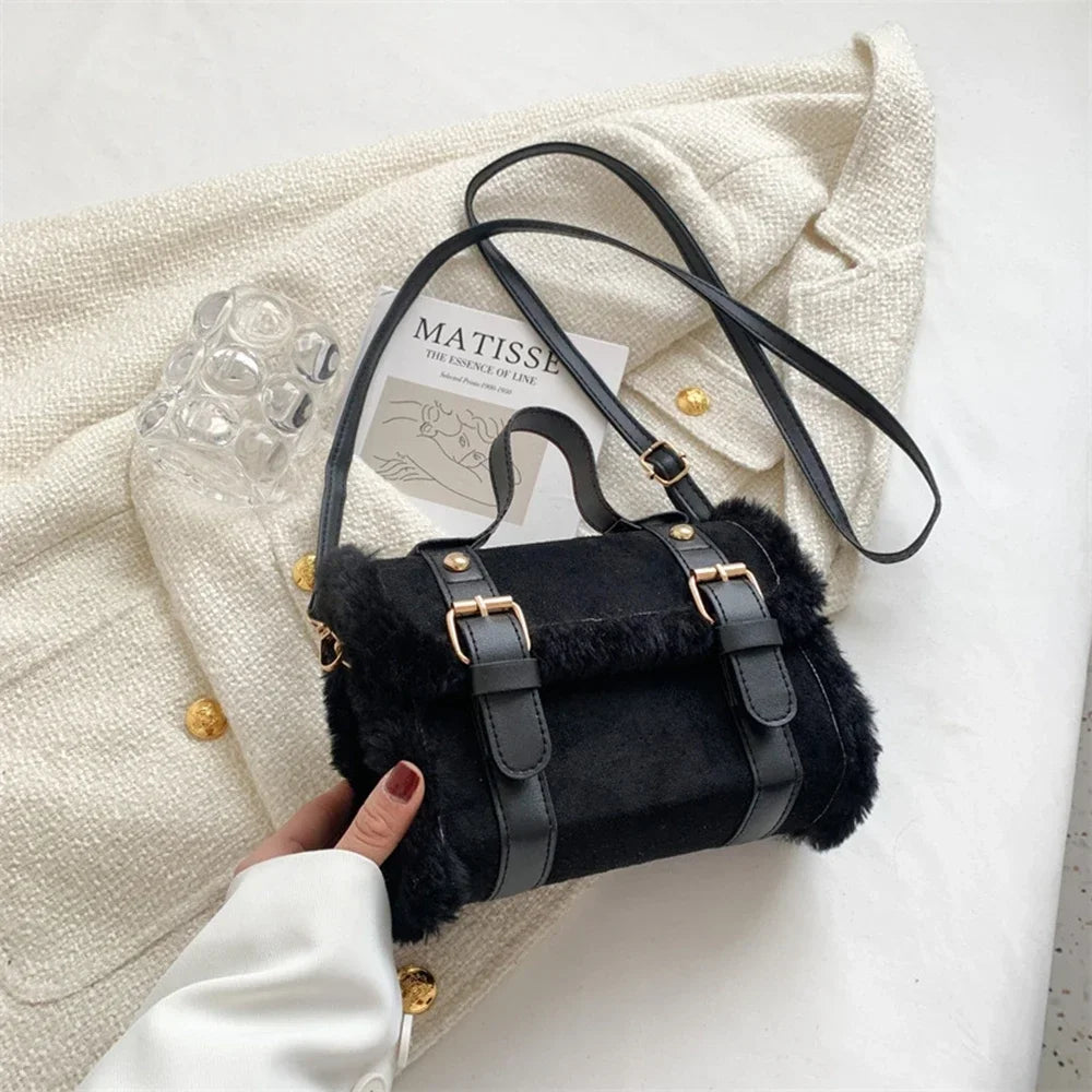 Fashionable Lamb Plush Velvet Bag Plush Shoulder Bag Women's Bag New Collection Versatile Single Strap Crossbody Handbag