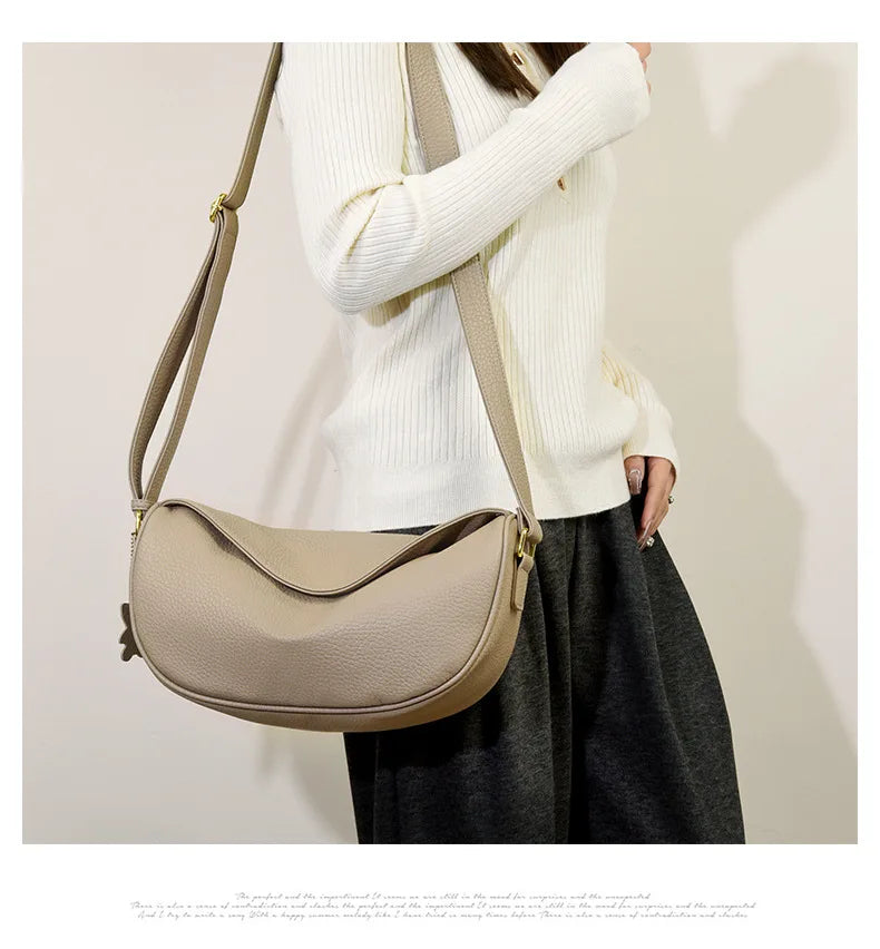 100% Genuine Leather Women Shoulder Bag Luxury Brand ladies Handbag Designers Half Moon Cowhide Female Messenger Bags bolsas
