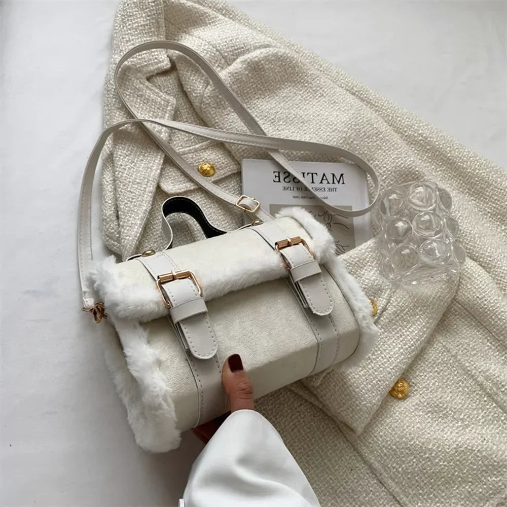 Fashionable Lamb Plush Velvet Bag Plush Shoulder Bag Women's Bag New Collection Versatile Single Strap Crossbody Handbag