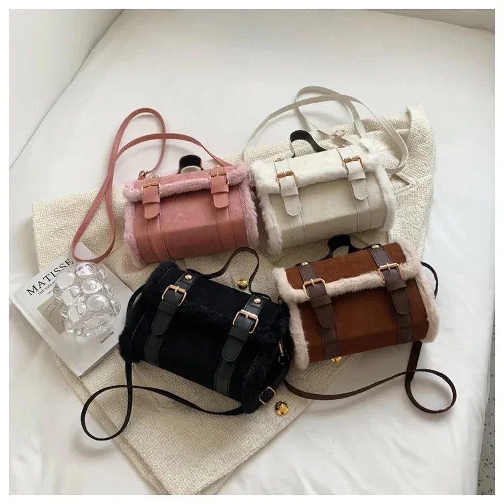 Fashionable Lamb Plush Velvet Bag Plush Shoulder Bag Women's Bag New Collection Versatile Single Strap Crossbody Handbag