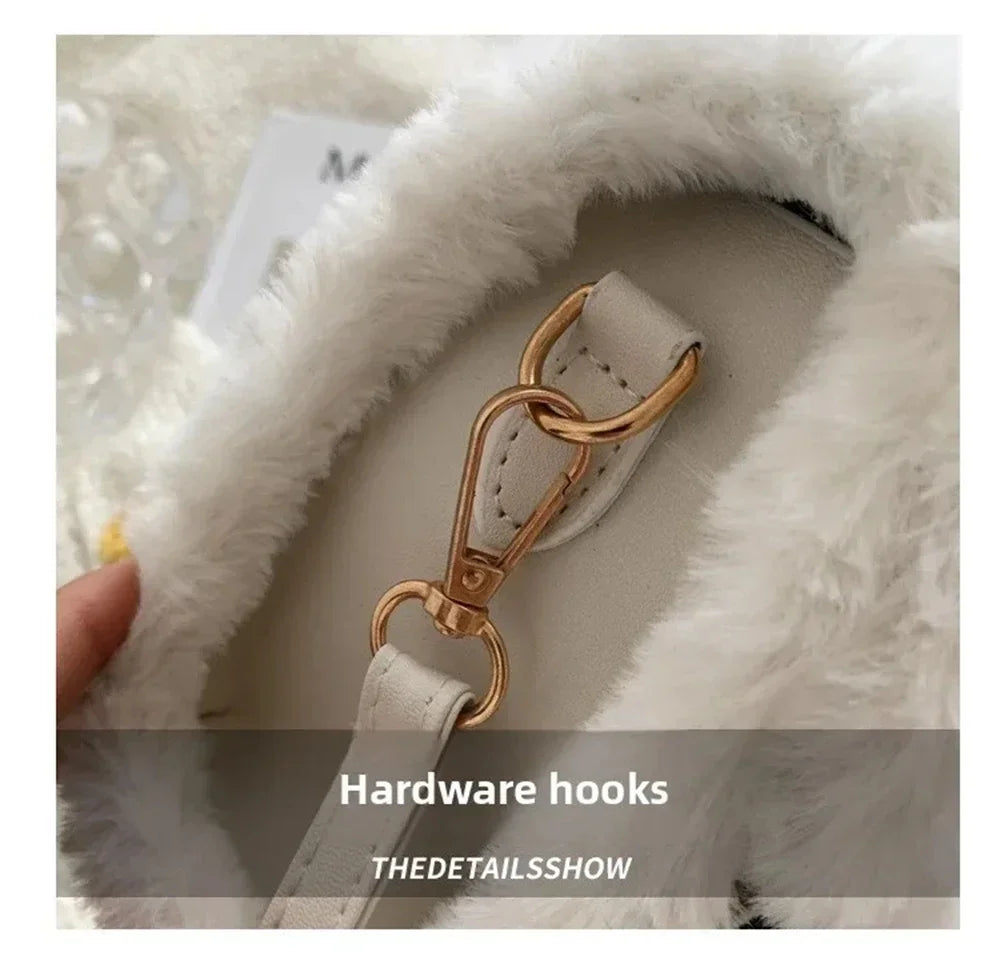 Fashionable Lamb Plush Velvet Bag Plush Shoulder Bag Women's Bag New Collection Versatile Single Strap Crossbody Handbag