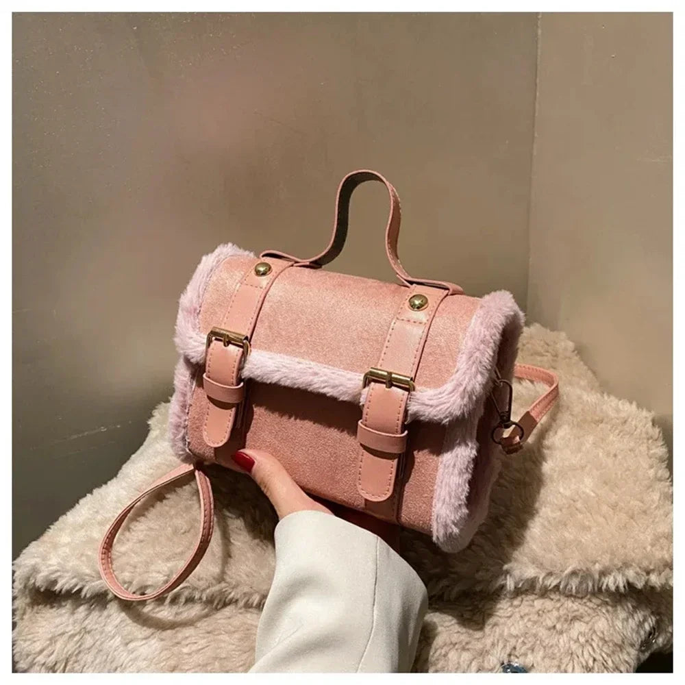 Fashionable Lamb Plush Velvet Bag Plush Shoulder Bag Women's Bag New Collection Versatile Single Strap Crossbody Handbag