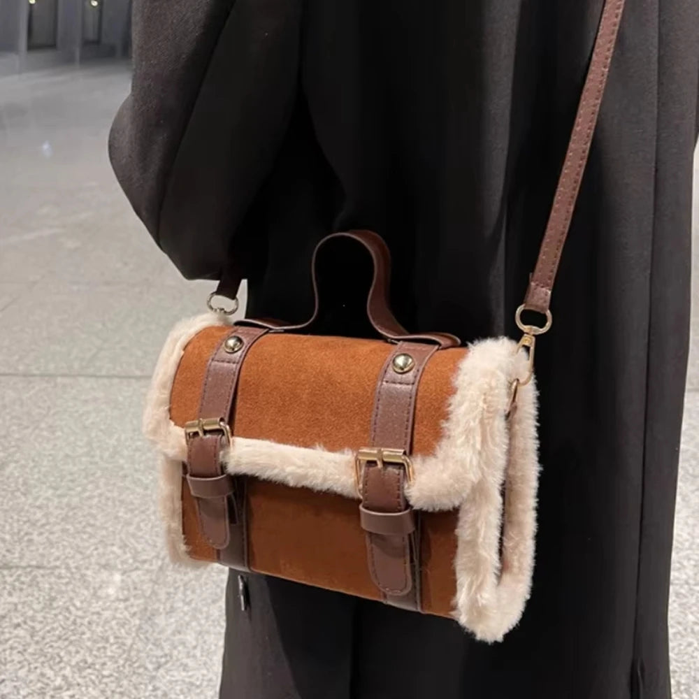Fashionable Lamb Plush Velvet Bag Plush Shoulder Bag Women's Bag New Collection Versatile Single Strap Crossbody Handbag
