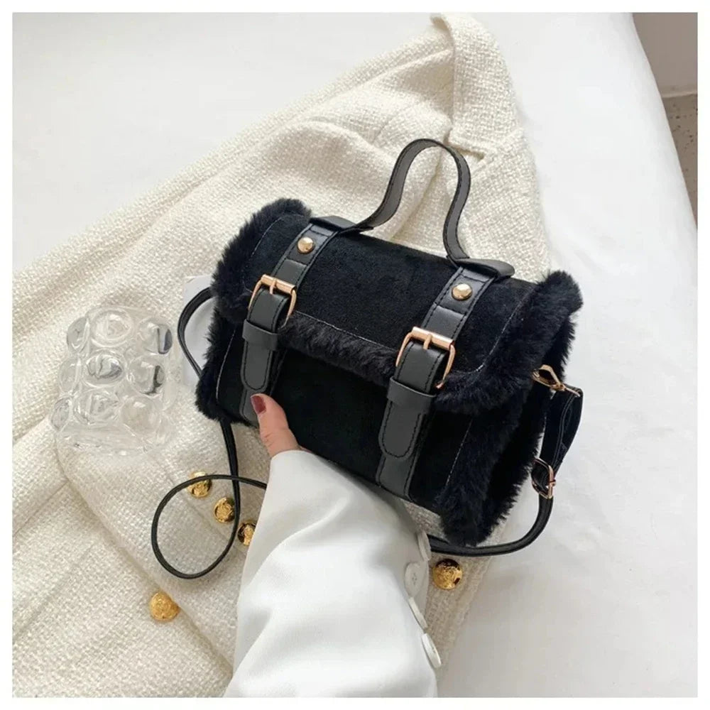 Fashionable Lamb Plush Velvet Bag Plush Shoulder Bag Women's Bag New Collection Versatile Single Strap Crossbody Handbag