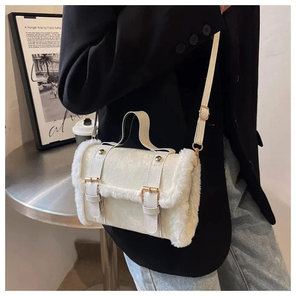 Fashionable Lamb Plush Velvet Bag Plush Shoulder Bag Women's Bag New Collection Versatile Single Strap Crossbody Handbag