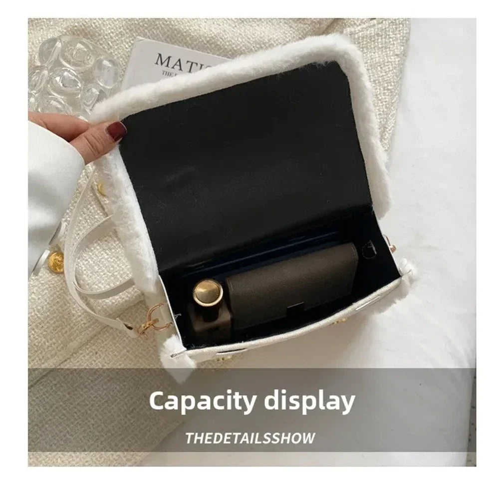 Fashionable Lamb Plush Velvet Bag Plush Shoulder Bag Women's Bag New Collection Versatile Single Strap Crossbody Handbag
