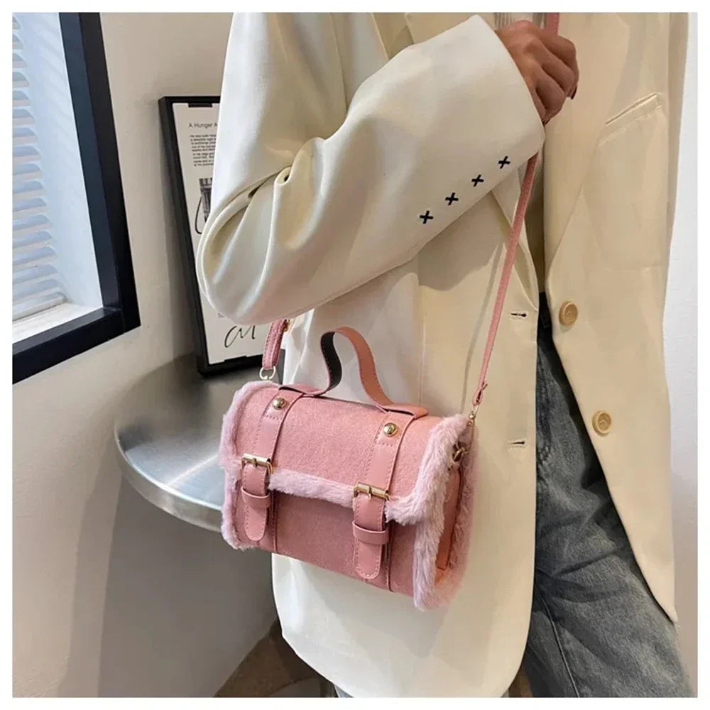 Fashionable Lamb Plush Velvet Bag Plush Shoulder Bag Women's Bag New Collection Versatile Single Strap Crossbody Handbag