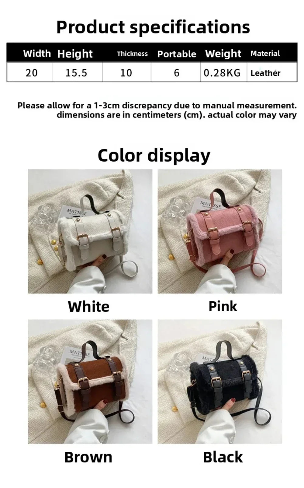 Fashionable Lamb Plush Velvet Bag Plush Shoulder Bag Women's Bag New Collection Versatile Single Strap Crossbody Handbag