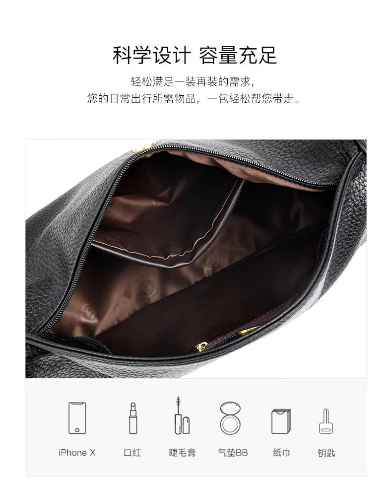 100% Genuine Leather Women Shoulder Bag Luxury Brand ladies Handbag Designers Half Moon Cowhide Female Messenger Bags bolsas