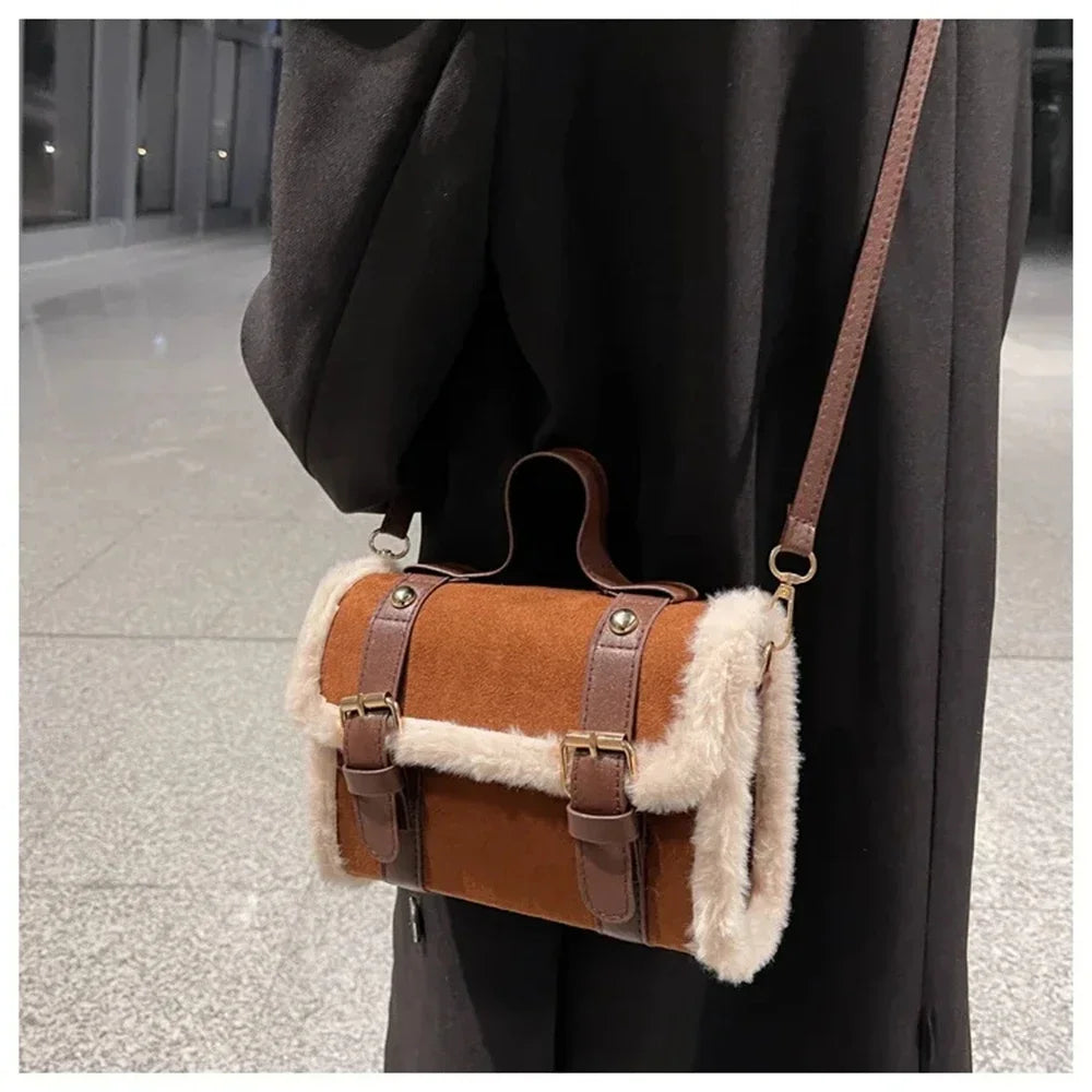 Fashionable Lamb Plush Velvet Bag Plush Shoulder Bag Women's Bag New Collection Versatile Single Strap Crossbody Handbag