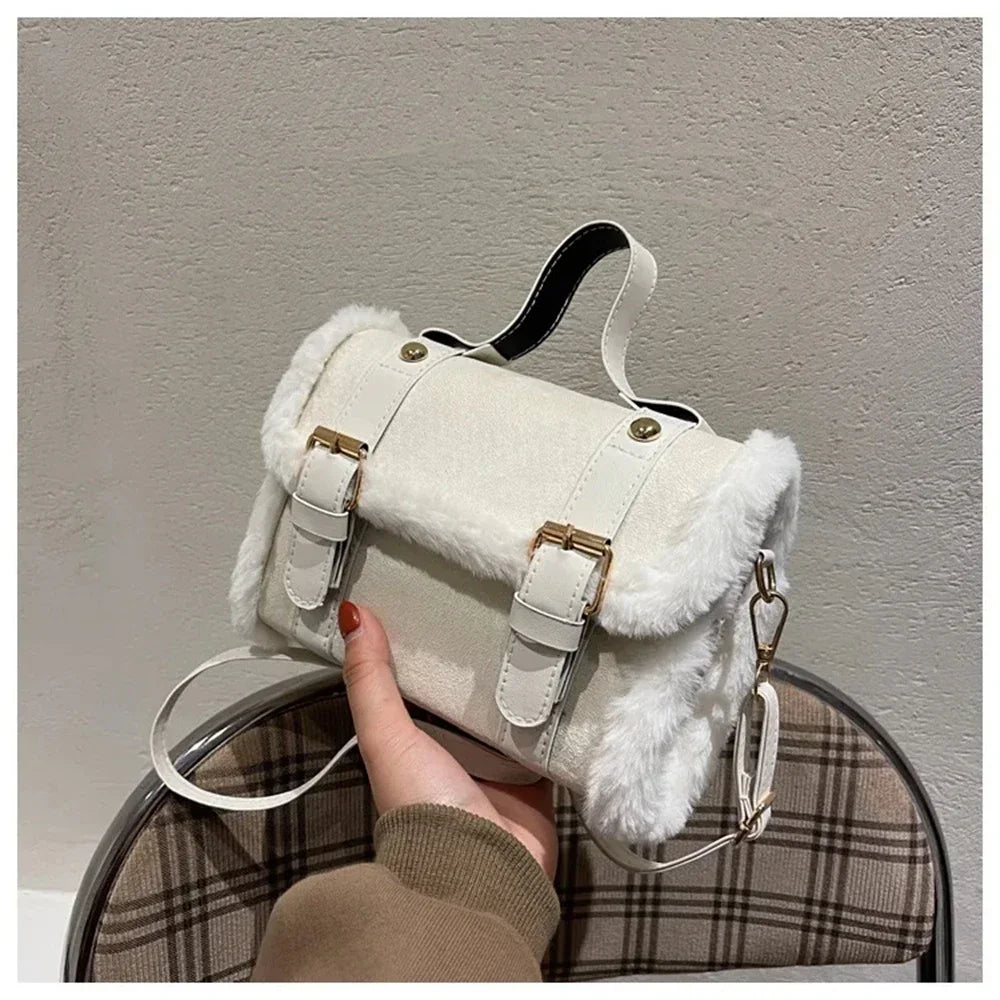 Fashionable Lamb Plush Velvet Bag Plush Shoulder Bag Women's Bag New Collection Versatile Single Strap Crossbody Handbag