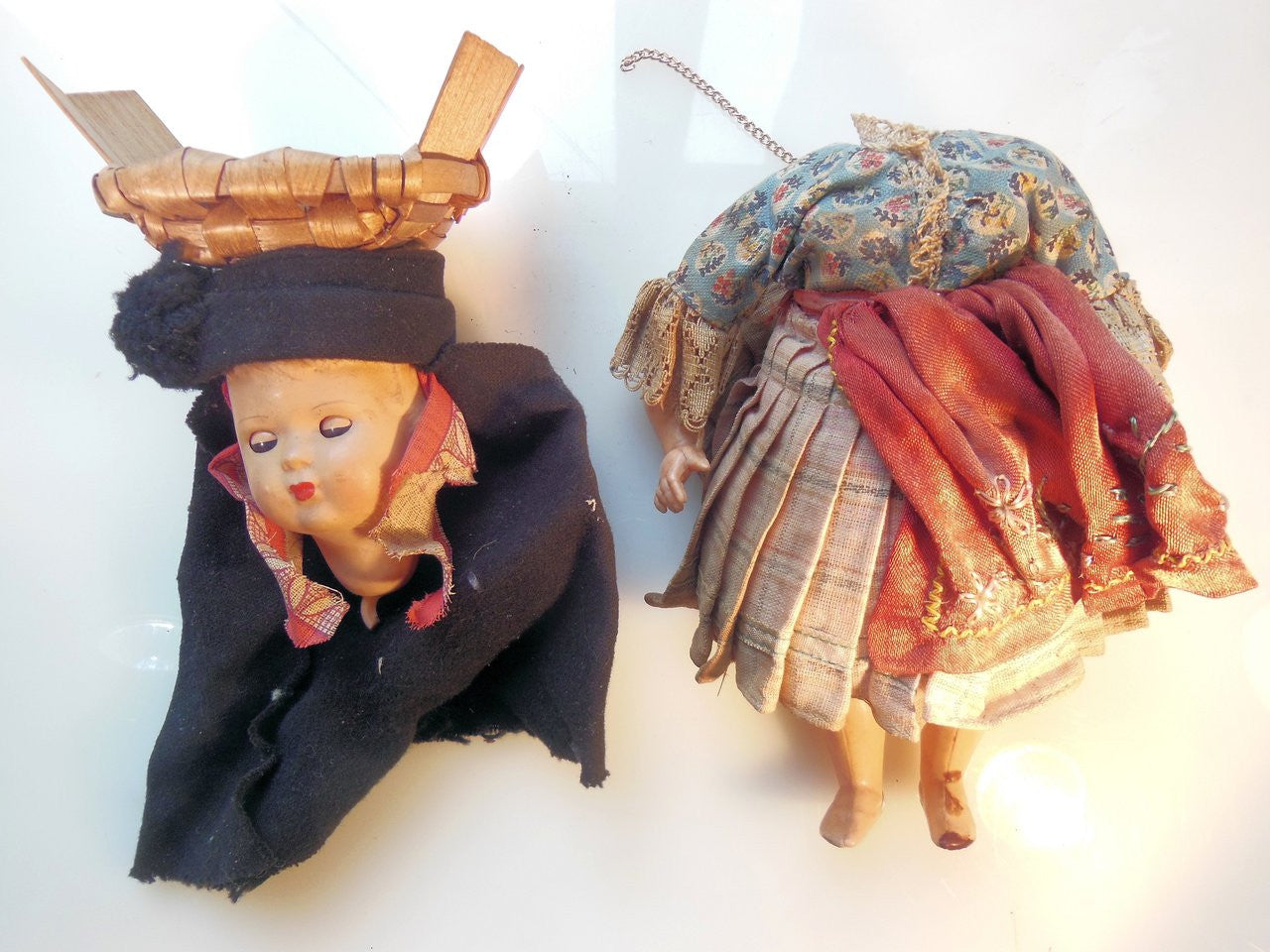 Vintage Portuguese Fish Seller Doll.  Opening/Closing Eyes & Basket on Head