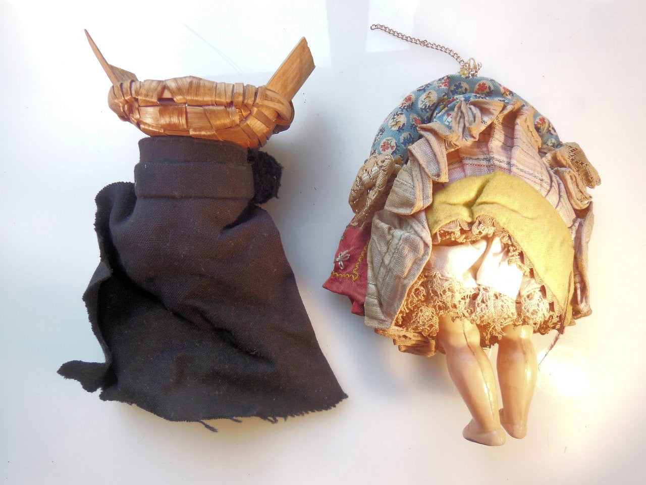 Vintage Portuguese Fish Seller Doll.  Opening/Closing Eyes & Basket on Head