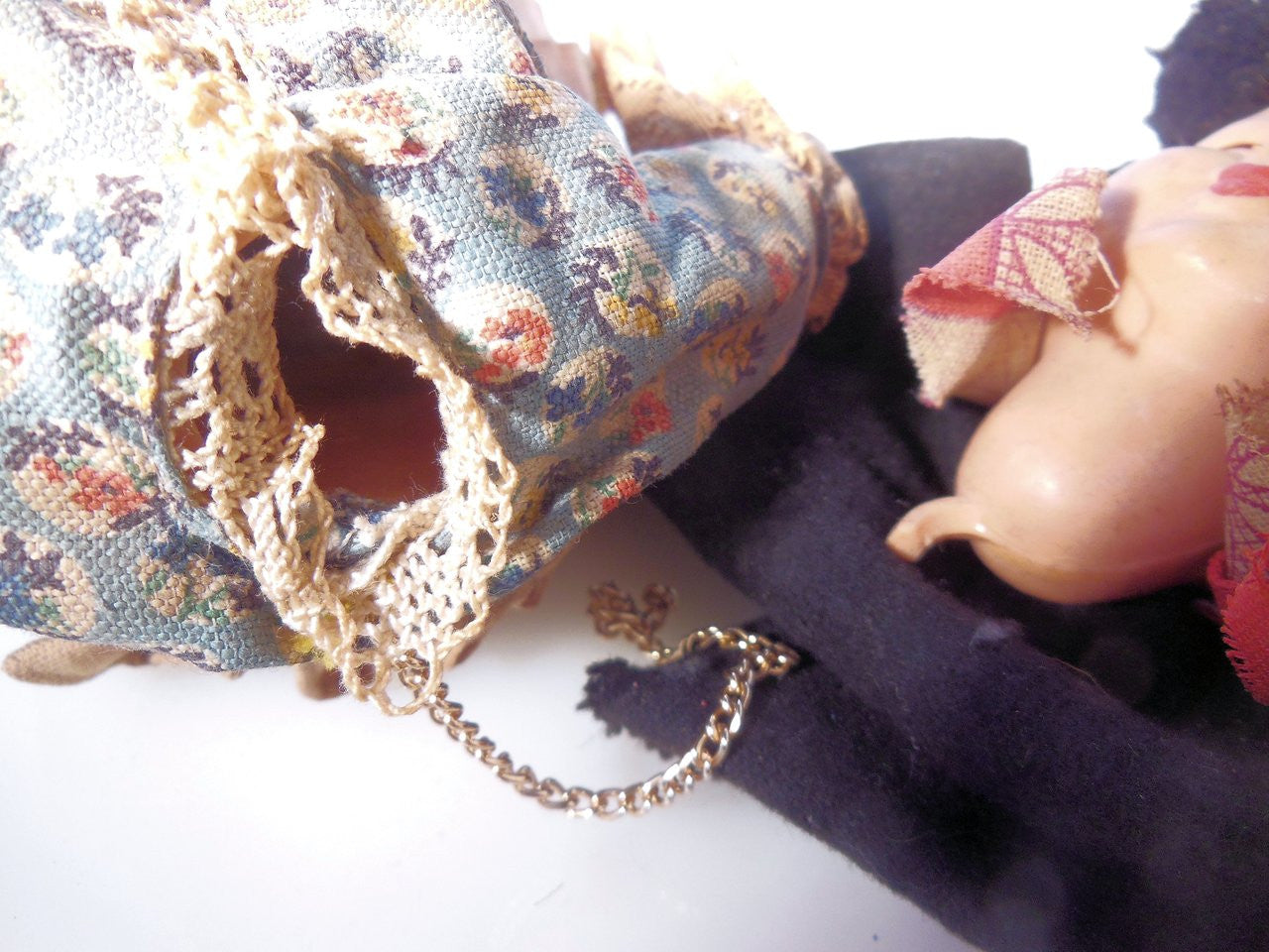Vintage Portuguese Fish Seller Doll.  Opening/Closing Eyes & Basket on Head