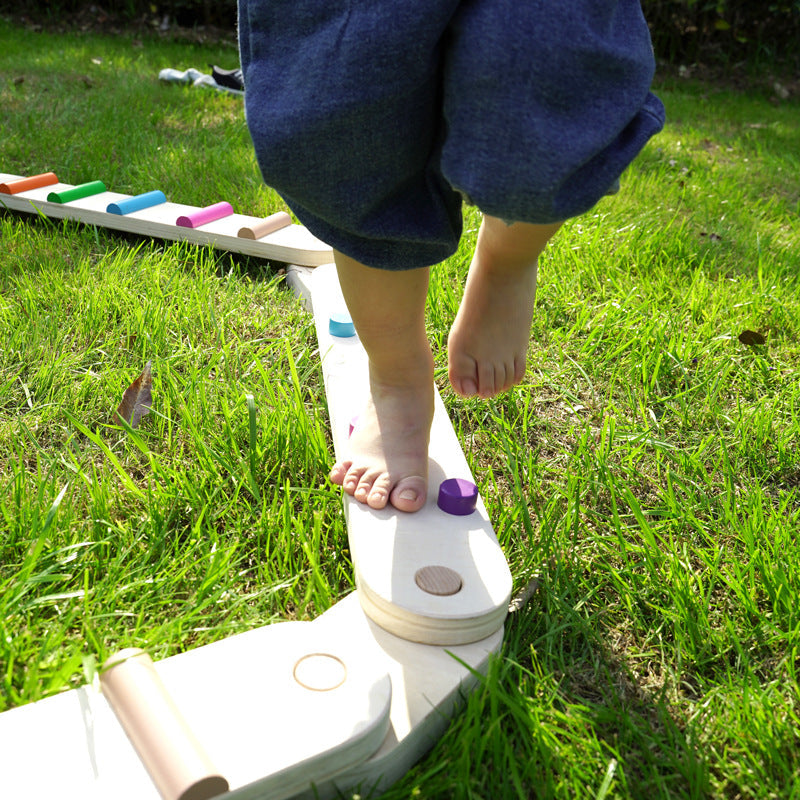 NNEDSZ Wooden Sensory Balance Beam Set for Kids - Indoor and Outdoor Balance Training