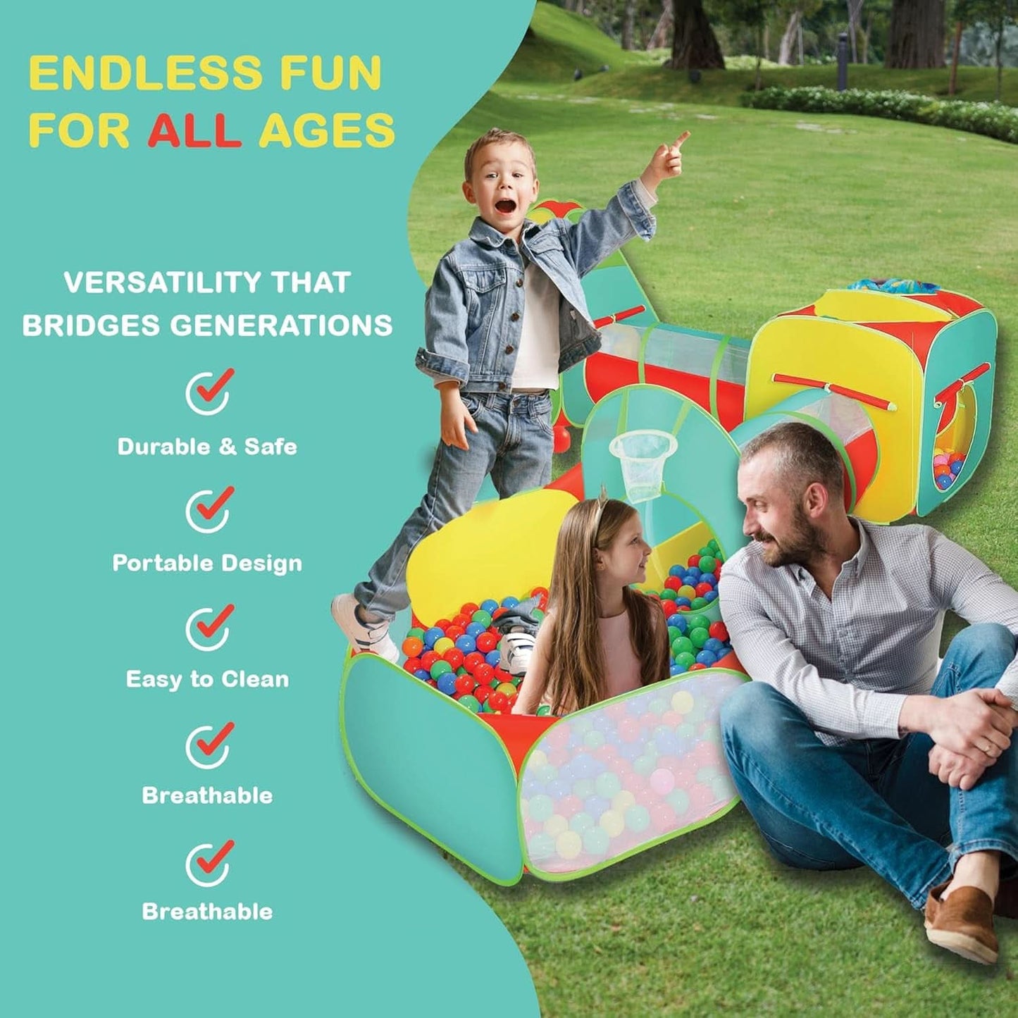 Kids Play Tent Five Piece Set IndoorsOutdoors BallPit