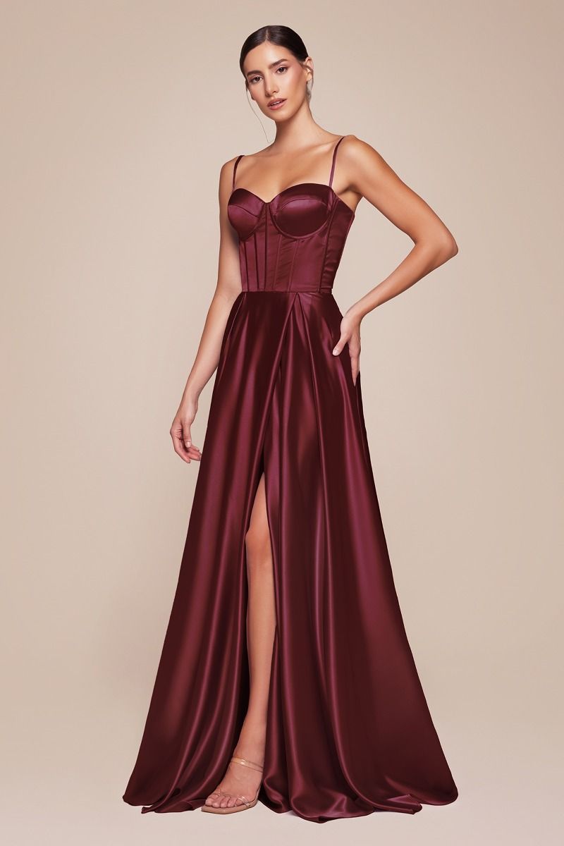 Chic Polished A-Line Satin Bustier Gown for Special Occasion CDCD337