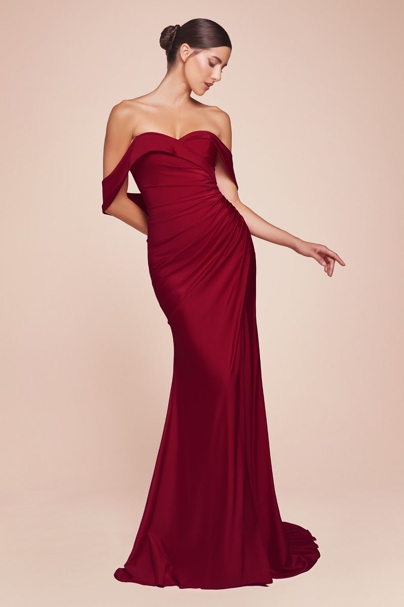 OFF THE SHOULDER STRETCH SPANDEX DRESS CDCD790