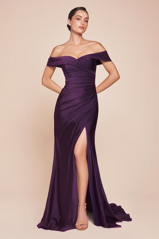 OFF THE SHOULDER STRETCH SPANDEX DRESS CDCD790