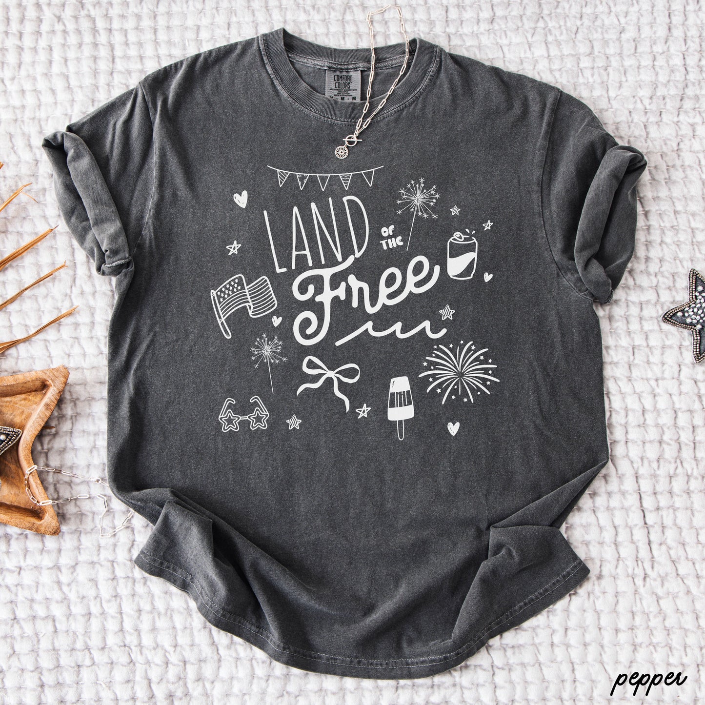 Land of the Free Doodle Tee *8 Colors (S-3X)