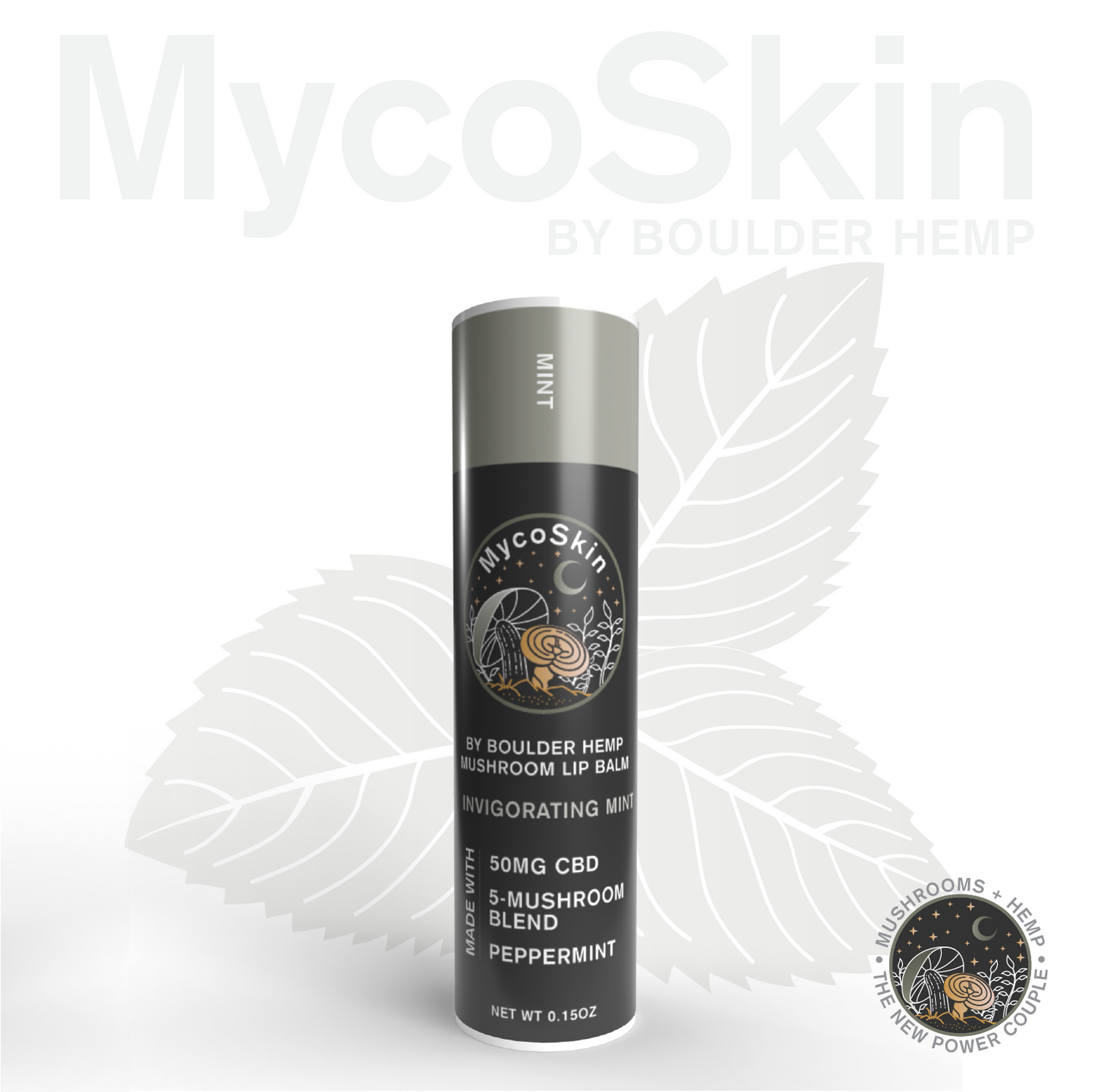Invigorating Peppermint 50mg CBD + Mushroom Lip Balm
