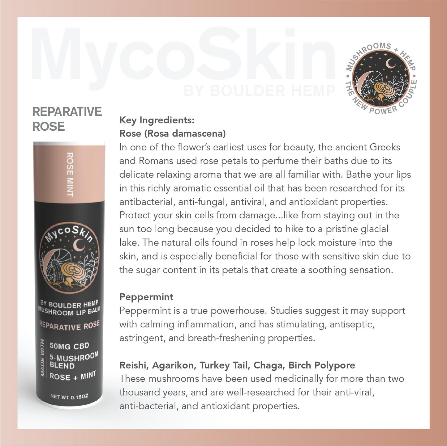 Reparative Rose 50mg CBD + Mushroom Lip Balm