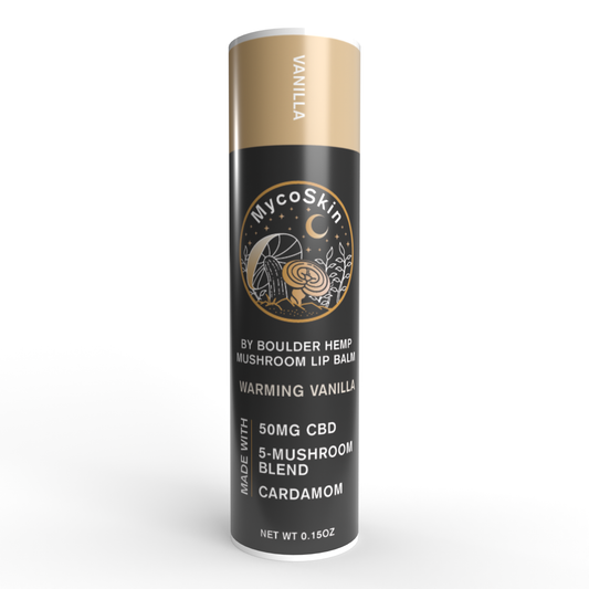 Wholesale Warming Vanilla Cardamom 50mg CBD + Mushroom Lip Balm