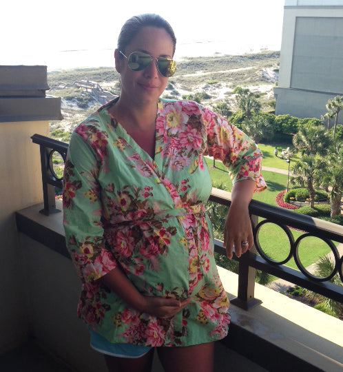 Maternity Shirt Crossover Robe Style - Mint
