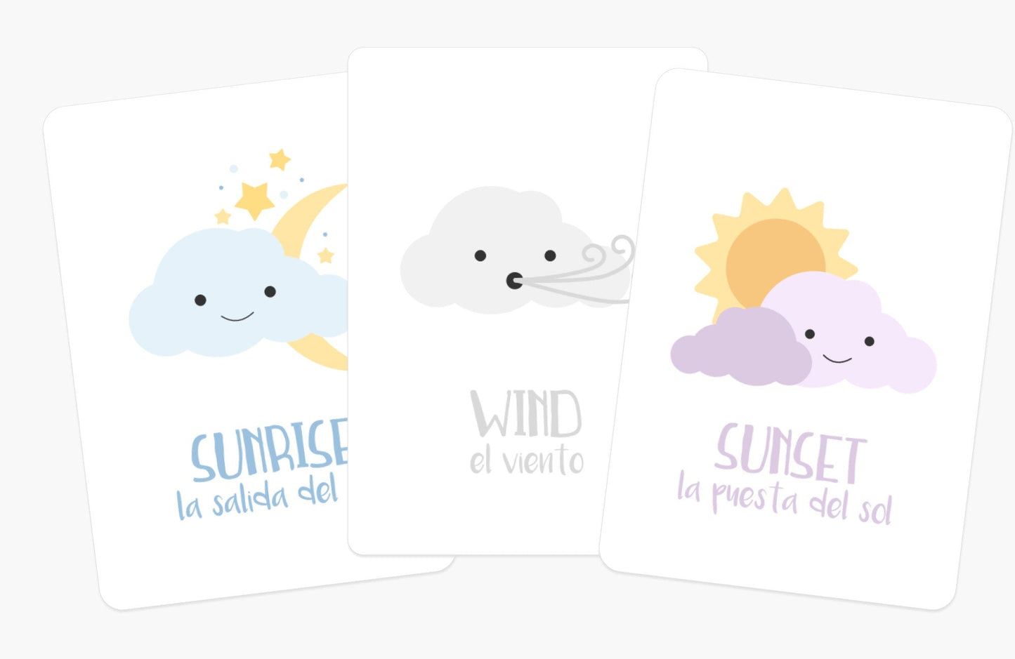 Weather Flashcards for Toddlers | Bilingual English & Spanish Learning Cards for Preschoolers