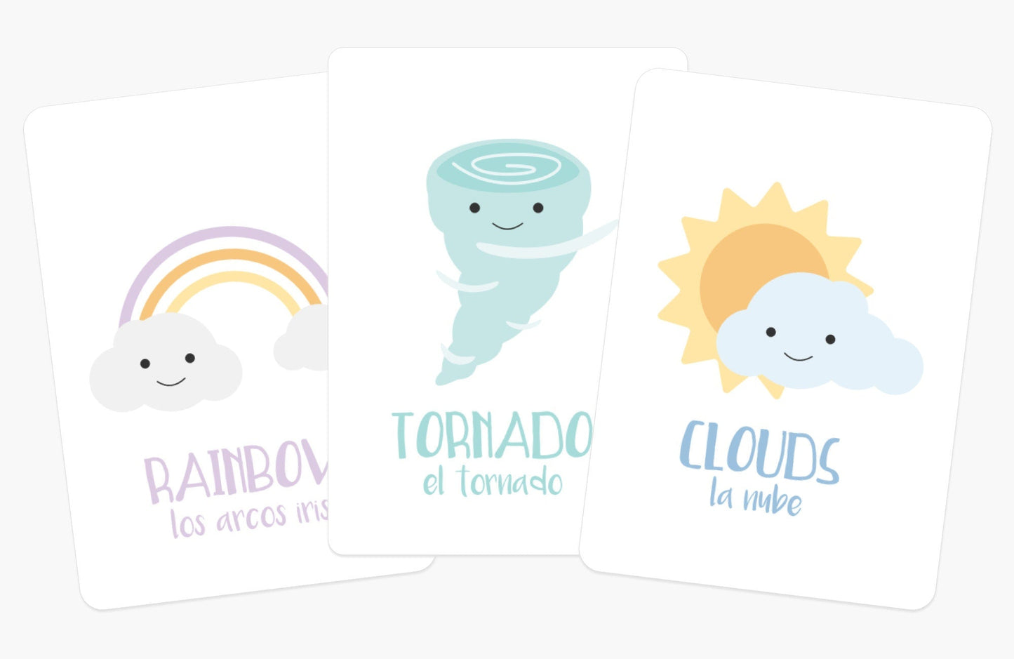 Weather Flashcards for Toddlers | Bilingual English & Spanish Learning Cards for Preschoolers