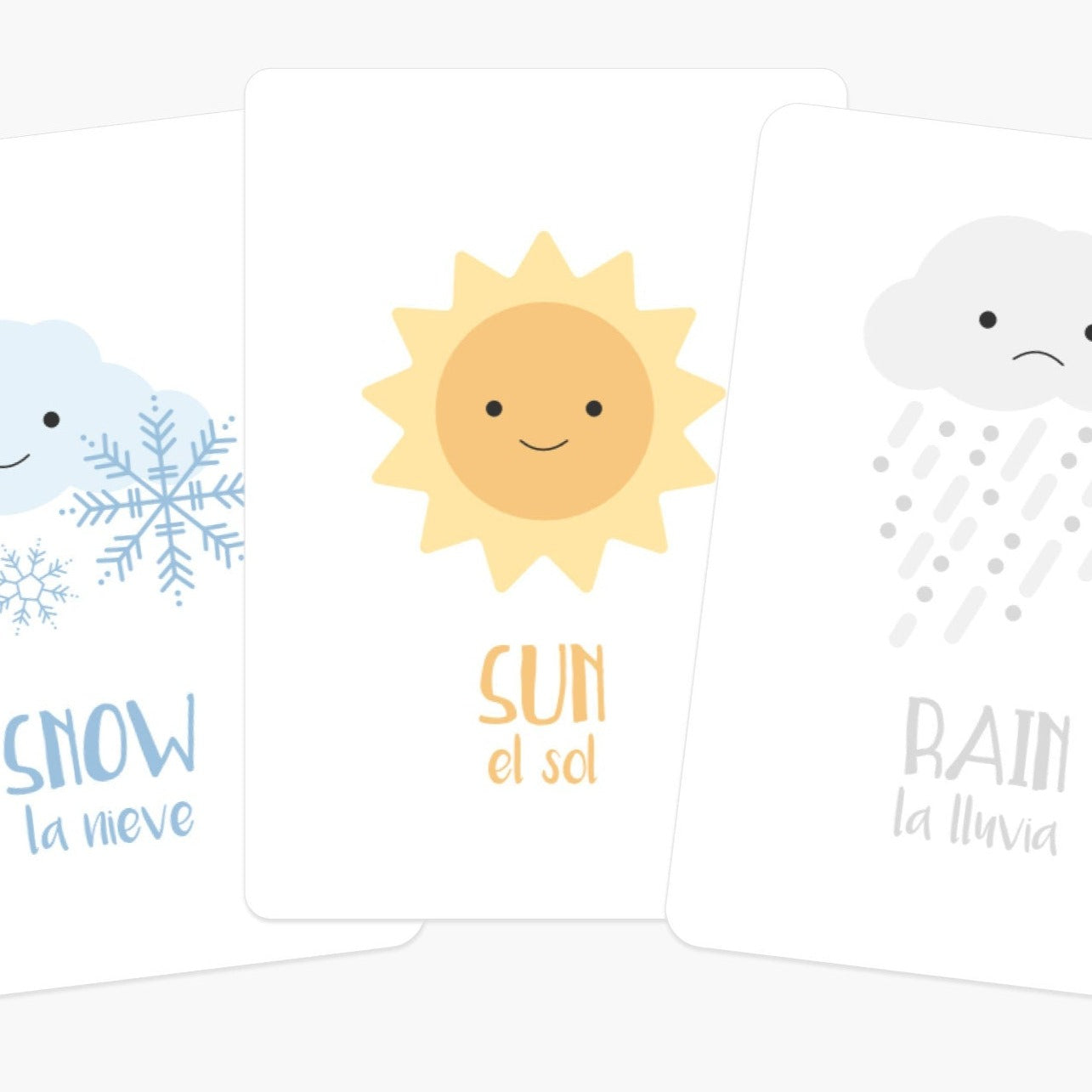 Weather Flashcards for Toddlers | Bilingual English & Spanish Learning Cards for Preschoolers