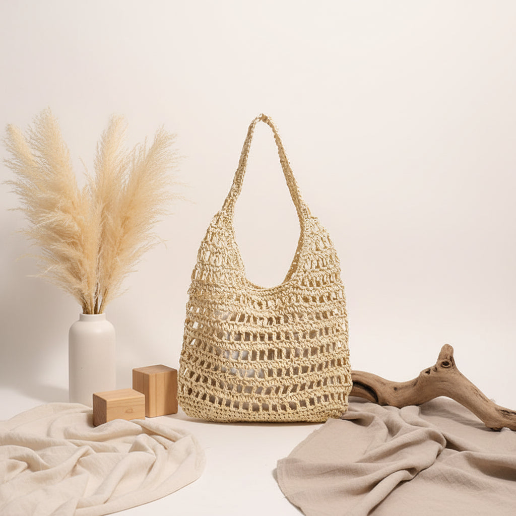 Large capacity straw beach bag Seaside Vacation French Straw Bag