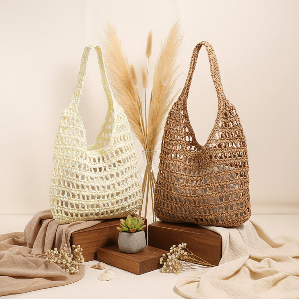 Large capacity straw beach bag Seaside Vacation French Straw Bag