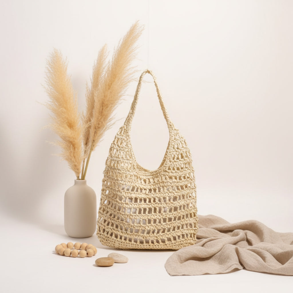 Large capacity straw beach bag Seaside Vacation French Straw Bag