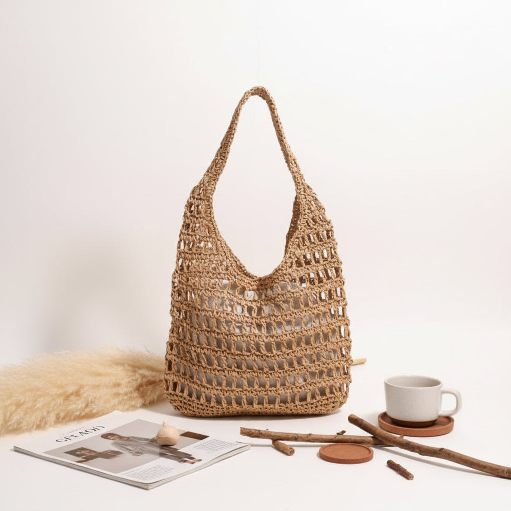 Large capacity straw beach bag Seaside Vacation French Straw Bag