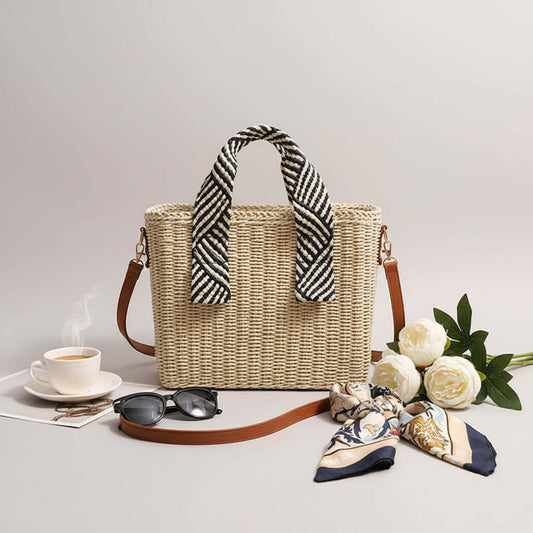 Straw Woven Crossbody Beach Bag for Vacation