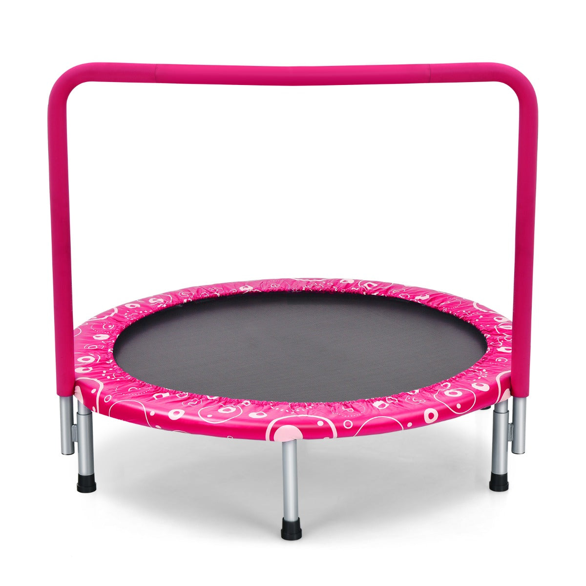 NNECW Foldable Kids Trampoline with Handle for Indoor &amp; Outdoor-Pink