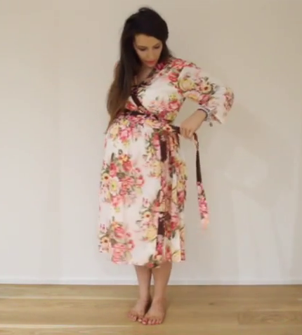 New *Wide In-Built Belt Robe* Floral Knee Length Maternity Hospital Gown